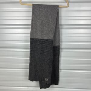 Cashmere Gray and Black Knit Scarf with Color-Block Design